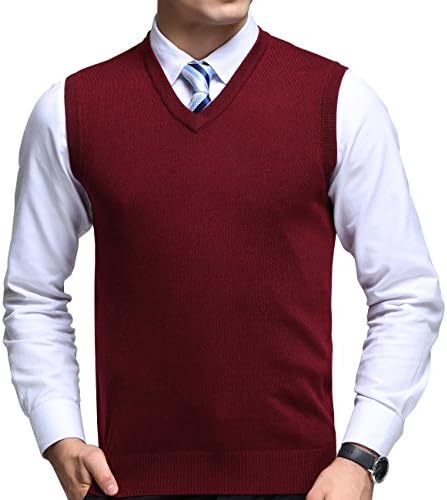FULIER Mens Winter V-Neck Sleeveless Vest Classic Business