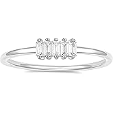 TIGRADE 1.5mm Eternity Ring 14k Gold Plated Stacking Ring Baguette Cubic Zirconia Petite Wedding Band for Women Size 3-12