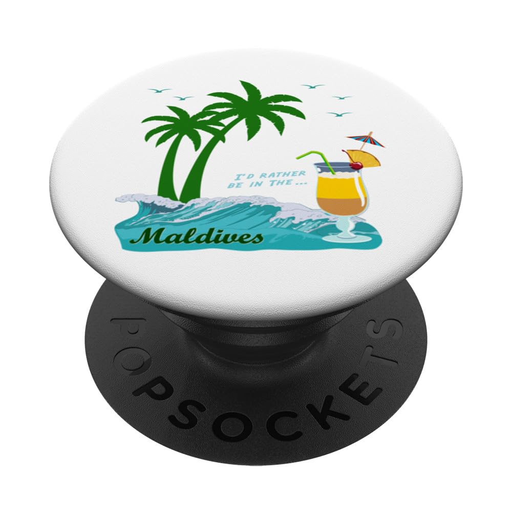 Maldives Palm Trees Island Beach Life Resort Sunset Souvenir PopSockets Swappable PopGrip
