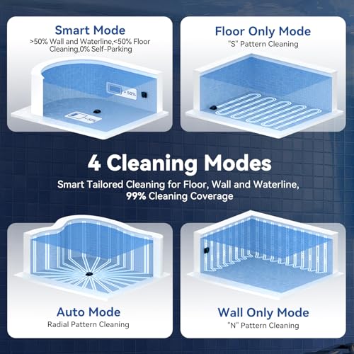 (Upgrade 2026) Pondee X5 Wireless Pool Robot Bottom and Walls, Vacuum Cleaner 21 m³/h Saugkraft, Intelligent Navigation, 3 Brushless Motors, Autonomy 180 Min, Water Line, Pond up to 300 m²