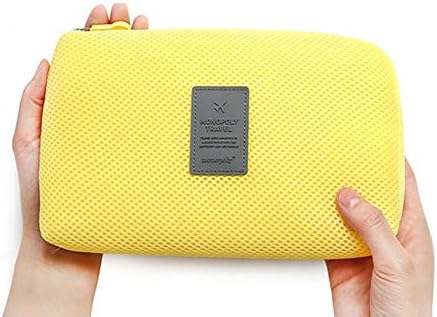 Portable Makeup Bag/Travel Cosmetic Bags/Brush Pouch/Electronics Accessories Handbag USB/Hard Drive Cable Carry Case Digital Smartphone Charger Carrying Pouch (Large, Yellow)