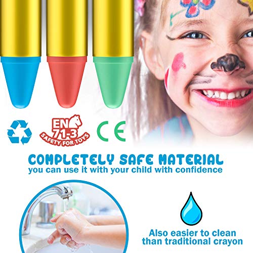muscccm Face Painting Crayons kit, 28 Colors Crayons Set for Makeup Body Face - Thumbnail 2