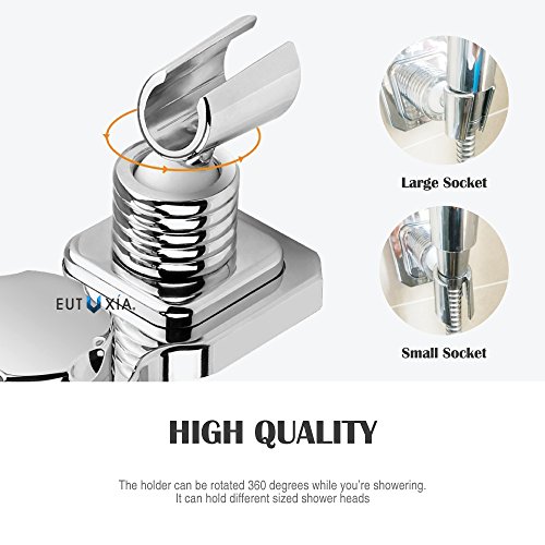 Eutuxia Universal Shower Head Holder Bracket. Removable & Adjustable Vacuum Suction Cup Wall Mount