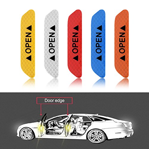 Autumn Water 4Pcs Universal Auto driving Safety Reflective Tape Open Sign Warning Mark Tail Rear Car Door strip Stickers Practical Car supply