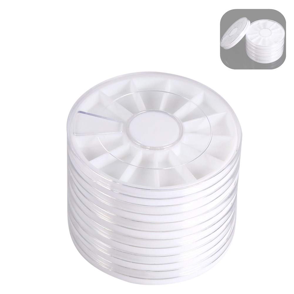 YUYTE 6Pcs 12 Compartments Rhinestone Box, Nail Art Decoration Gem Rhinestone Empty Wheel Box Storage Container for Nail Salon and Household