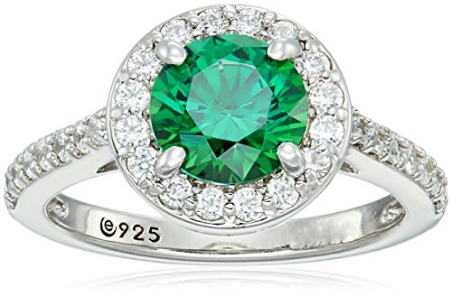 Platinum or Gold Plated Sterling Silver Round Halo Ring Made with Infinite Elements Zirconia