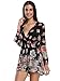 Persun Women Limited Black Floral Print Romper Playsuit With Long Flare Sleeves