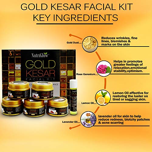 NutriGlow Gold Kesar Facial Kit (250gm + 10ml) with Bleach Cream (43gm) & Face Wash (65ml), All Skin Types (Pack Of 3) 3 NutriGlow Gold Kesar Facial Kit (250gm + 10ml) with Bleach Cream (43gm) & Face Wash (65ml), All Skin Types (Pack Of 3) - Image 3