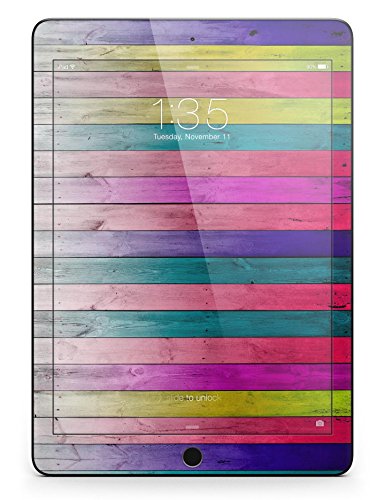Wood Pattern Design Skinz Premium Full-Body Cover Wrap Decal Skin Kit for the Apple iPad Pro 12.9-inch 2nd generation - (A1670/A1671) - Vibrant Neon Colored Wood Strips