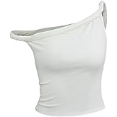 Anoumcy Asymmetrical Tops for Women Double-Layer Twist Strap Off Shoulder Tanks Y2K Tops Summer Going Out Tops