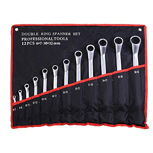 Yescom 12pcs 24 sizes double box end ring wrench set me…