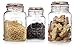 Glass Canister Quality Set of 3 Clear Round Jars with Hermetic Seal Bail & Trigger Airtight Lock Lids for Kitchen & Pantry- Food Storage Organization Containers For Flour, Sugar, Coffee Bean