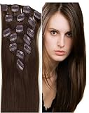 100% Remy Hair Extensions Clips Medium Brown Straight 7pcs/lots 15" 70g/set