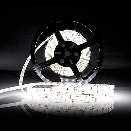 LEDMO LED Strip Light, SMD 2835 16.4Ft, Waterproof IP65, 15LM/LEDs High CRI80 DC12V, White 6000K