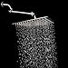 Lordear Shower Head with Extension Arm, 10 Inch Solid Square Ultra Thin 304 Stainless Steel Rain Shower Head with Solid Brass 11 Inch Adjustable Extension Arm,Brushed Nickel