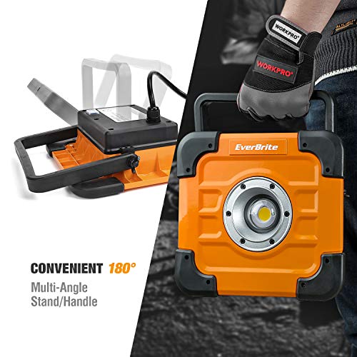   EverBrite 5000LM LED Work Light, 60W CREE COB, 180 degree Adjustable Lighting Angle with Stand, Waterproof Flood Light with Power Cord  for Construction Site, Garage, Car Repair, Lawn and Garden   - Thumbnail 2