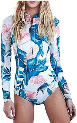 Women's Floral Long Sleeve One-piece Swimsuit Rash Guard Surfing Suit Sun Protection