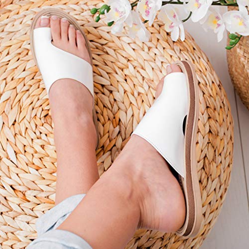 2019 New Women Comfy Platform Toe Ring Wedge Sandals Shoes Summer Beach Travel Shoes Comfortable Flip Flop Shoes White - Thumbnail 6