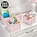 mDesign Fabric Drawer Organizer Bins, Kids/Baby Nursery Dresser, Closet, Shelf, Playroom Organization, Hold Clothes, Toys, Diapers, Bibs, Blankets, Set of 4, 2 Pack, Pink/White Polka Dot