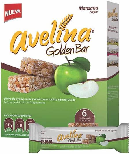 Avelina Golden Bar Apple Oatmeal Bars, 6 Bars, 8.40 Ounce (Pack of 2)