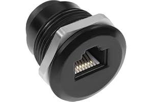 QIANRENON RJ12 Threaded Fixing Mounting Telephone Socket Adapter CAT3 RJ12 6P6C Female to Female Flush Mount Connector, for V