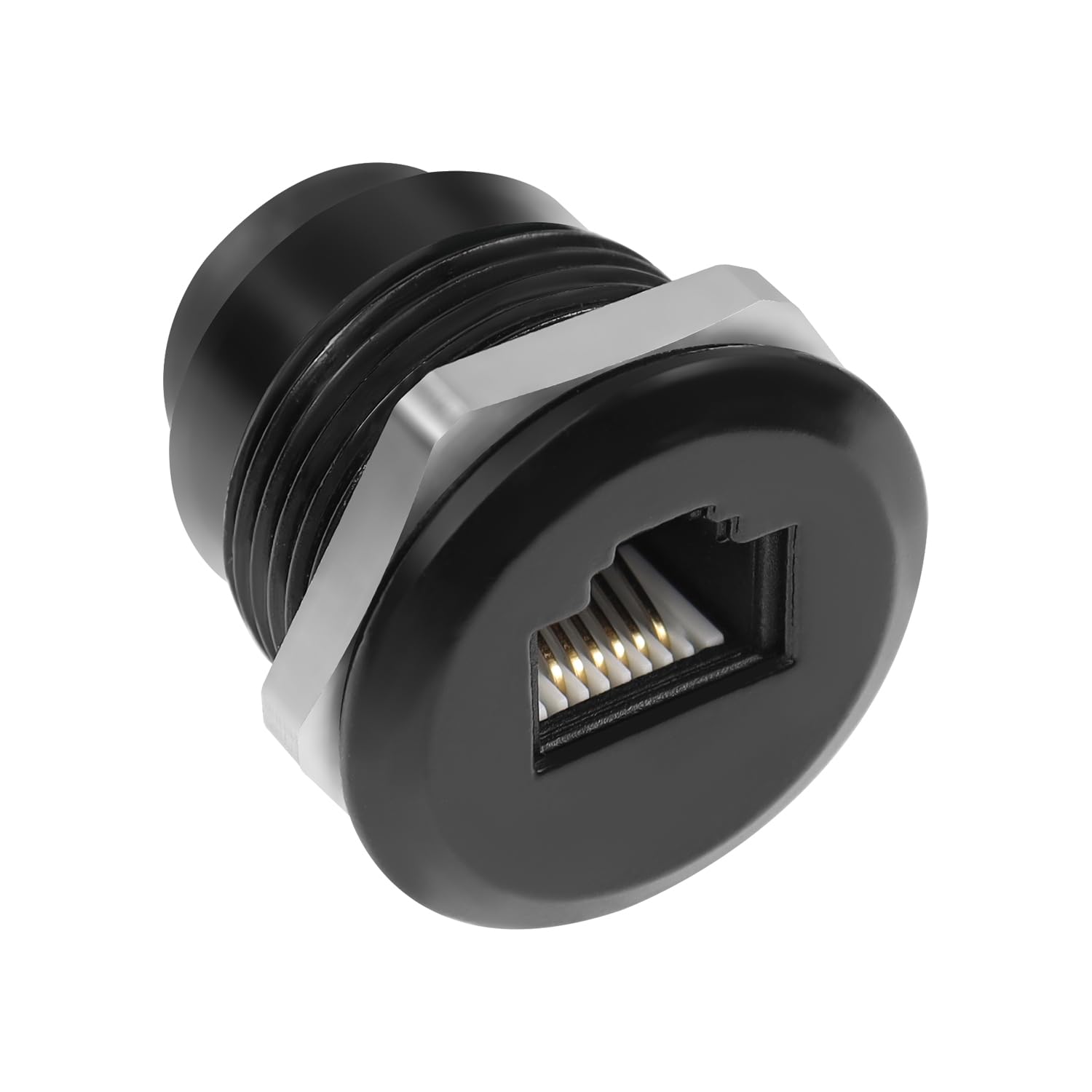 QIANRENON RJ12 Threaded Fixing Mounting Telephone Socket Adaptor CAT3 RJ12 6P6C Female to Female Flush Mount Connector, for Voice Communication Telephone Modem