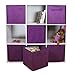 Adorn DUAL HANDLE Foldable Cloth Storage Cube Basket Bins Organizer Containers Drawers, 6 Pack Purple