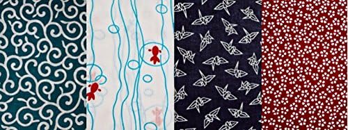 IYO YUINOU Japanese Traditional Tenugui Towel Wa-gara Cotton 100% (Set of 4) 90cm X 33cm