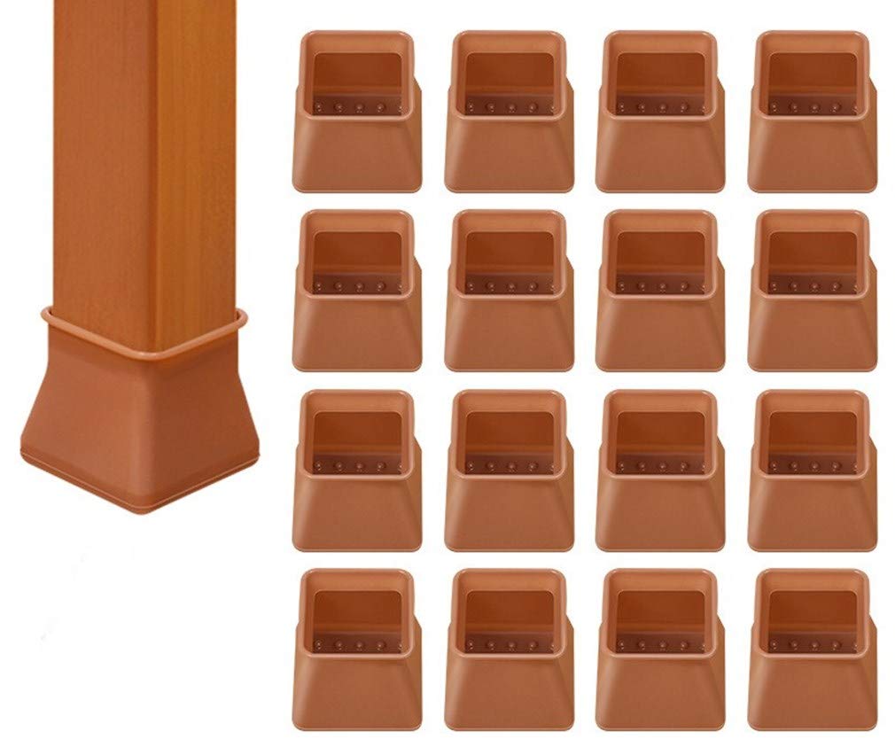 16 Pcs Silicone Chair Leg Caps Floor Protector Round Square Furniture Feet Covers