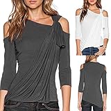 KESEE Clearance ☀ Women's Casual Cold Off Shoulder Top Blouse Hollow Out Shirts Corss Short Blouse