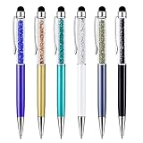 Stylus Pens, Aupek[6 Pack] 2 in 1 Crystal Stylus and Black Ink Pen Compatible with iPhone 5S 6 6S Plus, Samsung S6 Edge, Note 5 3, iPad, iPod, Android, Tablets, for All Capacitive Touch Screen Device