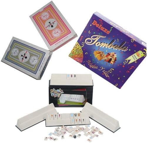 Star VIP Board Games Set of 2 Decks Rummikub Rummy Tile İskambil Paper And Raffle Lotto Bingo Tombola Keno Kit