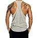 InleaderAesthetics Men's Tank Tops Sleeveless Shirts Y-Back Gym Workout Stringer Tank Tops Bodybuilding Fitness T-Shirts - Gray-XL