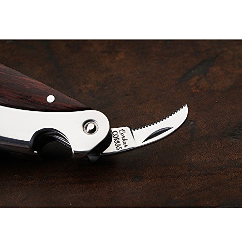 CORKAS Sommeliers Corkscrew, Upgrade All-in-one Wine Opener, Double Corkscrew, Quick Bottle Opener, Smooth Cuting Foil Cutter with Premium Rosewood, Perfect Gift for Sommeliers,Waiters and Bartenders