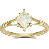 YESLADY Cubic Zirconia Promise Ring for Women Dainty Art Deco Amethyst Moss Agate Created Opal Wedding Anniversary Statement Jewelry
