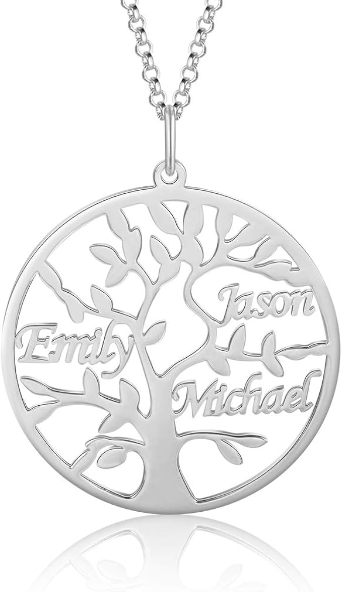 REMFACIO Name Necklace Personalized Name Tree