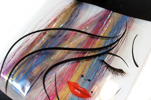 40" Hair Tinsel 210 Strands Seven Colors (Sparkling Silver, Purple, Rainbow, Hot Pink, Gold, White Gold, Blue)