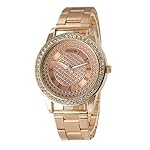 Malltop Women Retro Stainless Steel Life Waterproof Quartz Analog Sport Wrist Watch (Rose Gold 1)