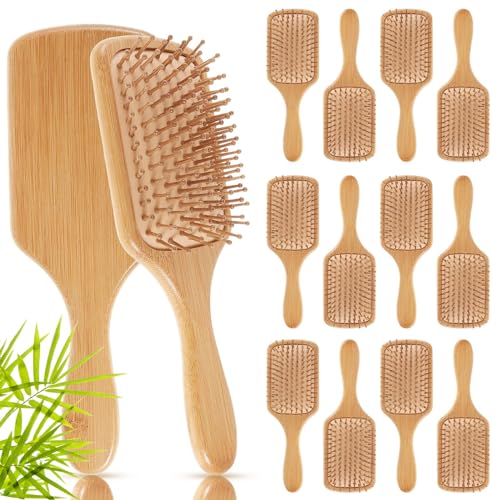 Photo 1 of Tessco Bamboo Paddle Brush Set - 5 Pcs Lightweight Massage Brushes with Anti-Static Bristles for Women, Men, Kids - Suitable for Scalp Massage, Styling Curly and Long Hair (Natural)
