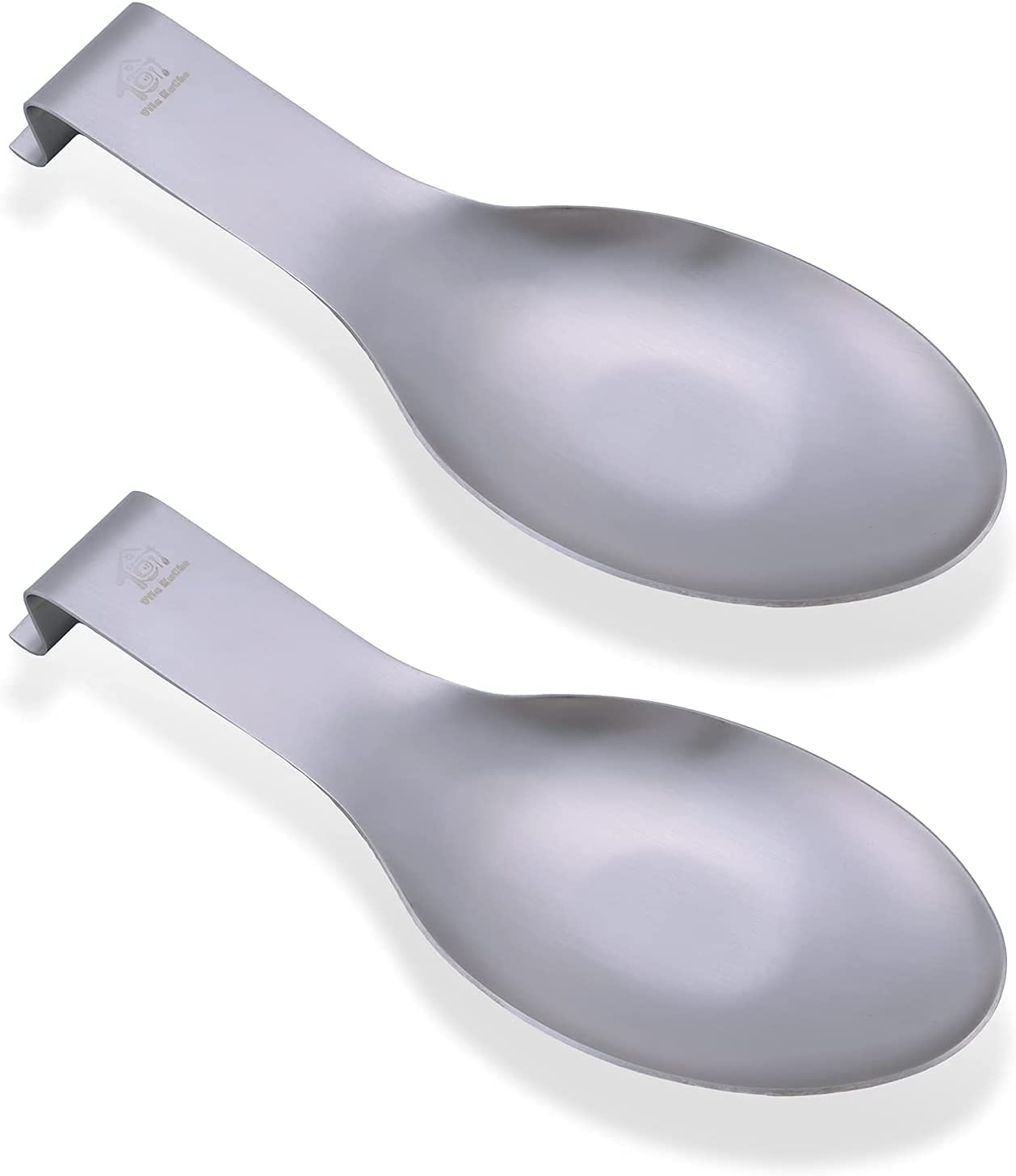 Vila KuChe Stainless Steel Spoon Rest for Kitchen Spoon Holder Counter Cooking Utensil Rest Spoon Heavy Duty Dishwasher Safe (Silver 2pcs)