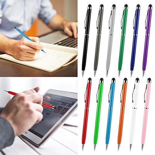 Stylus Pen, UROPHYLLA Stylus Pens for Touch Screens, 2 in 1 Capacitive Stylus Ballpoint Pen Stylus for iPad, Tablet, iPhone, Kindle, Samsung and Other Touch Screen Devices (Multicolor-12 Pack)