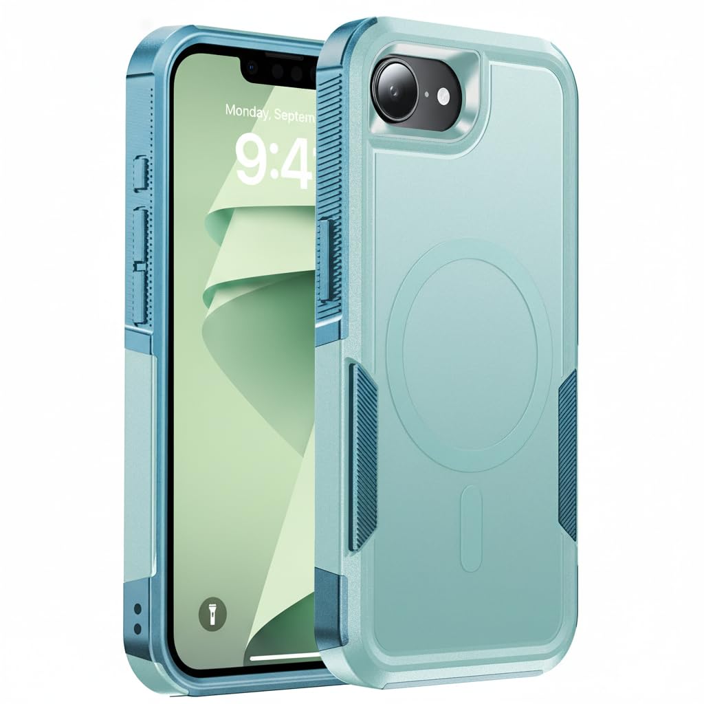 DEVISELOVE Magnetic for iPhone 16e Case Military-Grade Dual-Layer Shockproof, Rugged Heavy Duty Protective Cover [Compatible with Magsafe] Anti-Fingerprint Anti-Scratch 16e Phone Case 6.1”, Mintgreen