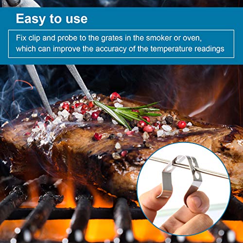 6 Pieces Universal A Style Meat Thermometer Probe Clip Holder Grill Thermometer Clip Holders for