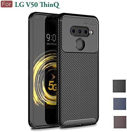 LG V50 ThinQ Case, LG V50 Case,Wellci Anti Fingerprint Slim Fit Carbon Fiber Design Scratch Resistant Phone Case for LG V50 ThinQ (Black)