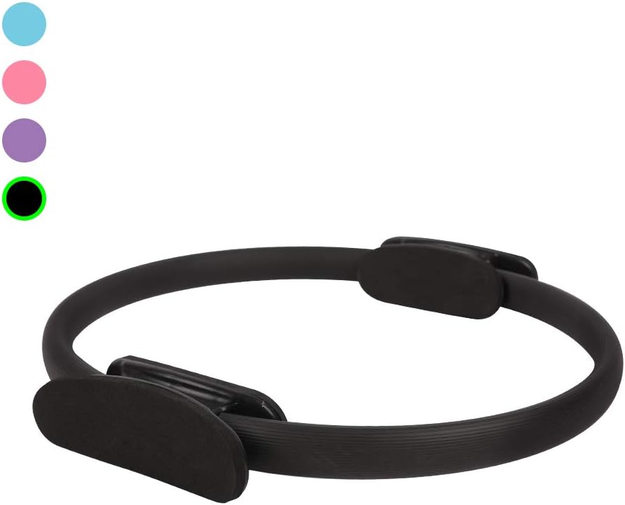 Pilates Ring, AMYLIKE 4 Colors Fitness Circle Superior Power Resistance Full Body Toning Sculpting Inner/Outer Thighs Improving Core Power Strength Flexibility Magic Circle (Black, Pink, Blue, Purple)