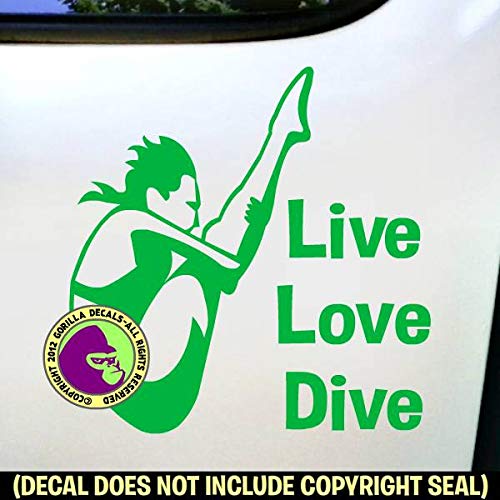 LIVE LOVE DIVE Springboard Female Diver Diving Vinyl Decal Sticker A