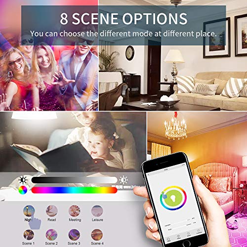 Smart LED Bulb WiFi Multicolor Light Bulb Compatible with Alexa, Echo, Google Home and IFTTT No Hub Required, E26 A19 60W Equivalent RGBW Color Changing, 9.5W White 2700K Dimmable UL Listed (1pack)