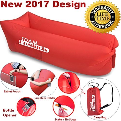 50% Off - Inflatable Lounger - Ideal For Lounging, Blow up Sofa with Headrest & Portable Air Chair Hold Air Longer for Traveling, Backyard,Party, Swimming Pools, Camping & Beach plus Beer Opener