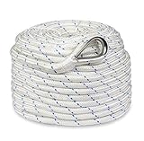 Norestar Braided Nylon Anchor/Mooring Rope with Thimble, 300 feet by 3/8 inch, Boat Rode