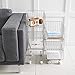 Rolling Stackable Storage Bin, Modern 4 Tiers Basket with Pre-Installed Casters, Utility Storage Organizer for Pantry, Closets, Bedrooms (Gray)